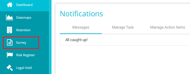 screenshot highlighting surveys option