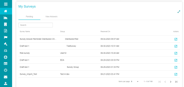 image displaying surveys in dashboard