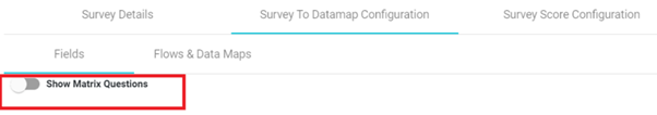 Screenshot highlighting Show Matrix questions toggle