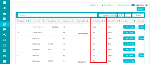 Image highlighting Is Draft Available column