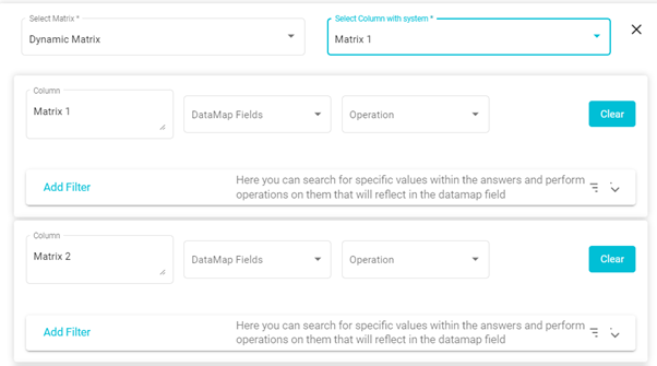 Screenshot each column of matrix question