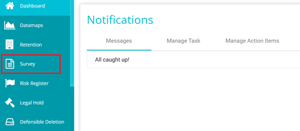 screenshot highlighting surveys option