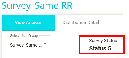 Screenshot showing survey status