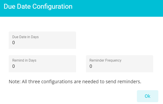 Screenshot showing Due Date Configuration tab
