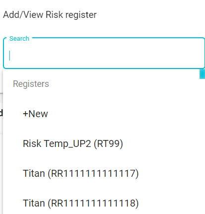 Screenshot showing Add/View Risk Register tab