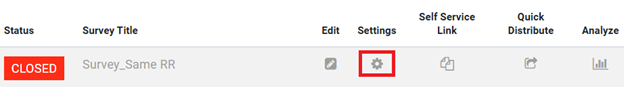 Screenshot showing settings icon