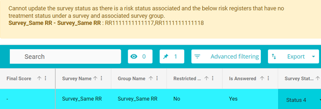 Screenshot showing survey dashboard