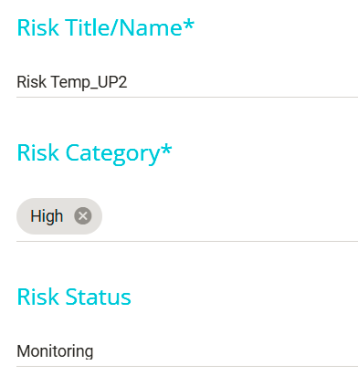Screenshot showing risk register