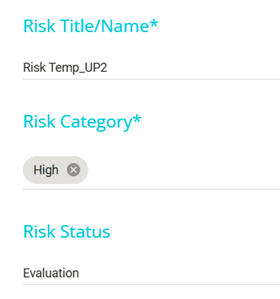 Screenshot showing risk register