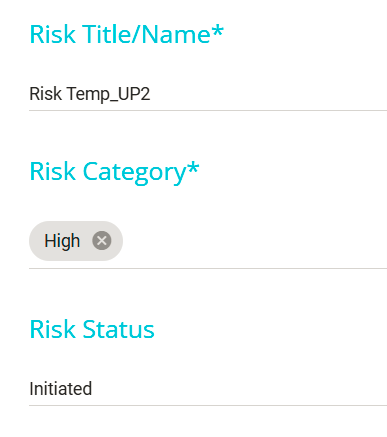 Screenshot showing risk register