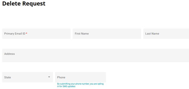 Screenshot showing the DSA Request form
