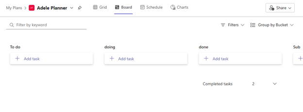 Screenshot showing planner tab