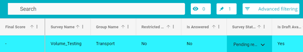 Screenshot showing Survey status field